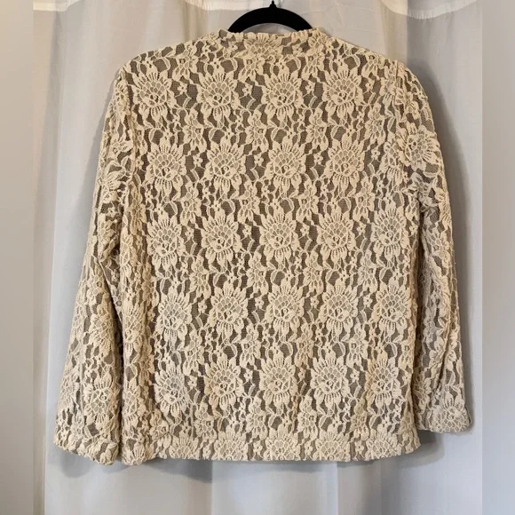 Ivory / Cream Lace Zip-Front Jacket | Y2K Romantic Boho Festival - Picture 8 of 12